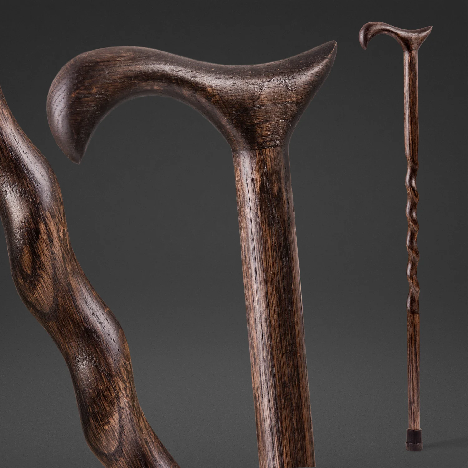 Twisted Oak Derby Handcrafted Walking Cane - Image 4